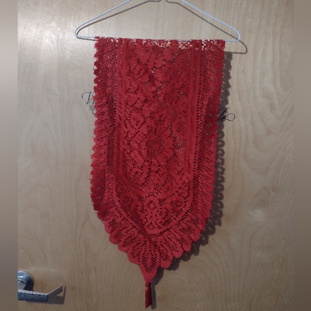 NEW red lace table runner